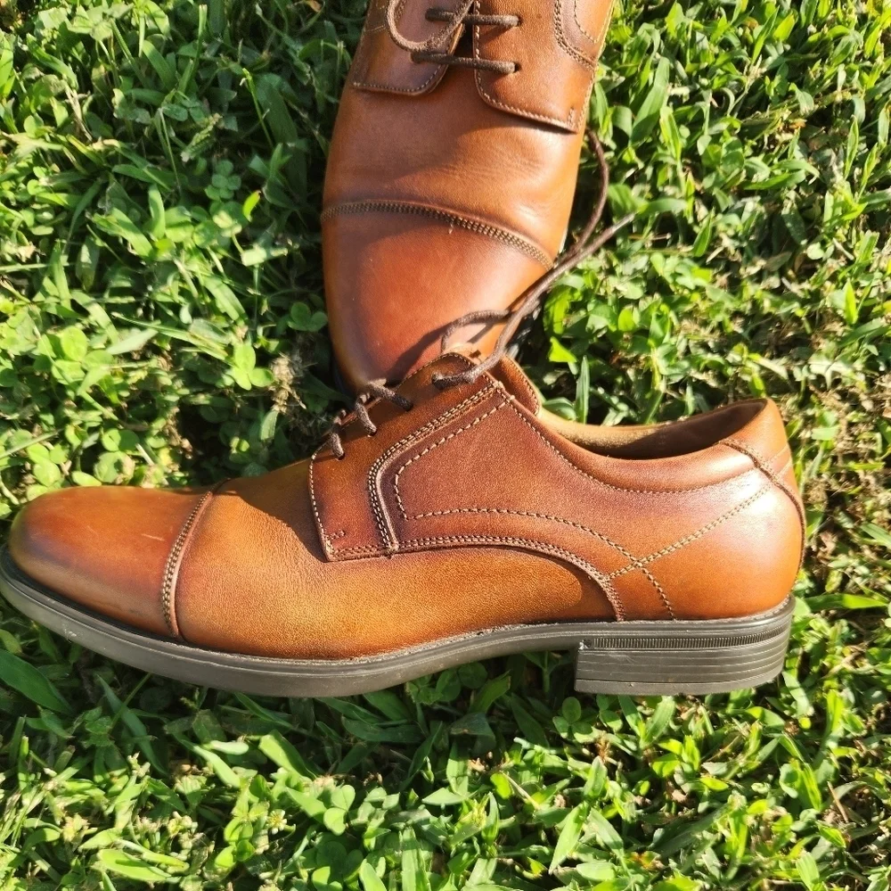 Florshein Cap Toe Dress Oxford SHOES Cognac Lace Up Size 9D Like NEW